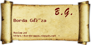 Borda Géza névjegykártya
