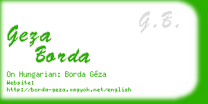 geza borda business card